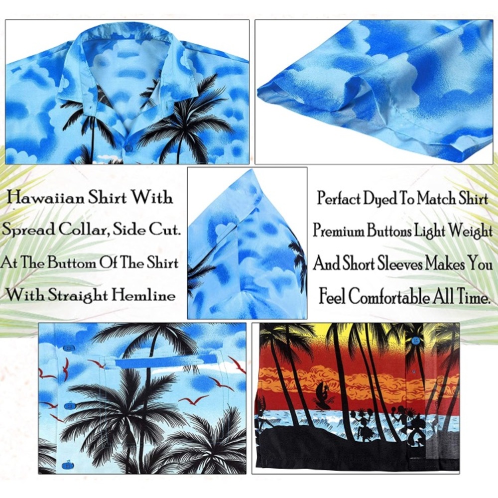 (1718) LA LEELA Men's Hawaiian Beach Button Down Casual Shirts 4XL NWOT - Picture 3 of 6